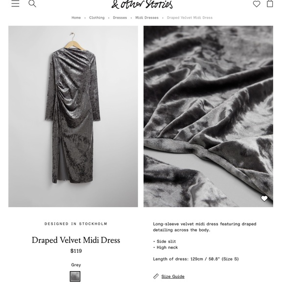 Brand new with rages &Other Stories velvet dress size medium - Picture 2 of 2